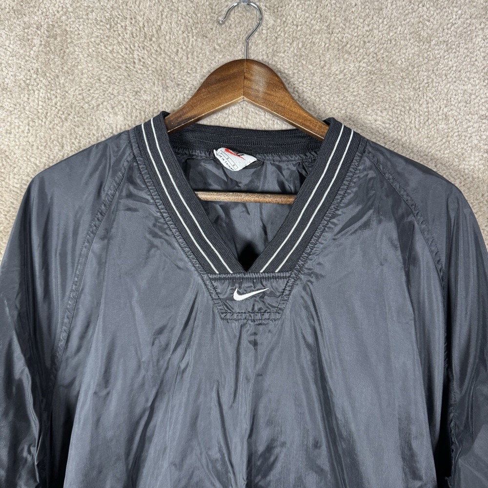 Nike Pullover Windbreaker Jacket Men's Large Black V Neck Vintage 90s Unisex - Picture 3 of 11